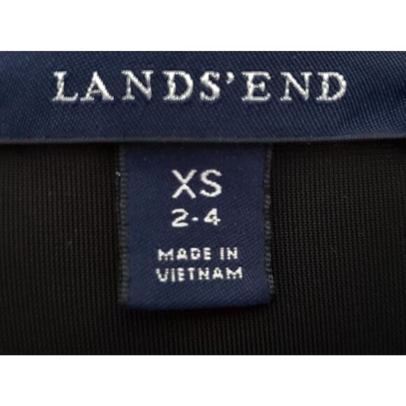 LANDS END Women's XS 2 4 Dress Black Velvet Short Sleeve Flare Stretch Bust 34" - Picture 3 of 7